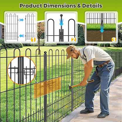 5 Panels Dog Fence Outdoor for Yard, 39.5in (H) x 11.5ft (L) Dog Fence for Garden