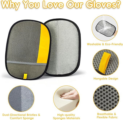 Thickened Ectrostatic Pet Hair Removal Glove, Magic Brush Pet Hair Remover Tool for Cat & Dog, Upgraded Reusable Pet Hair Gloves for Couch, Clothing, Carpet & Car Seat, Cat Grooming Gloves