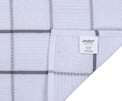 AMOUR INFINI Dish Cloths for Washing Dishes Set of 8 - Highly Absorbent, Super Soft Kitchen Dishcloths - Reusable Quick Dry Dish Rags for Cleaning & Drying Kitchen Linens (12x12 Inch - L.Grey)