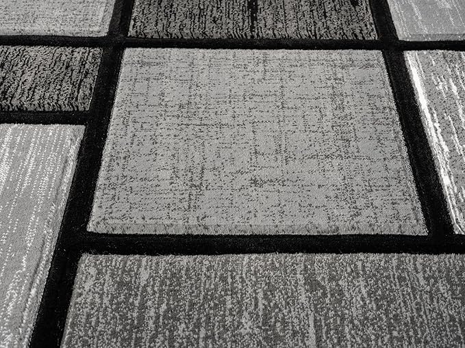 Ultra Soft Area Rug Hand Carved - Modern Abstract Design for Indoor Living Room & Bedroom - Stain Resistant, Easy to Clean - (2'7''x7, Grey)