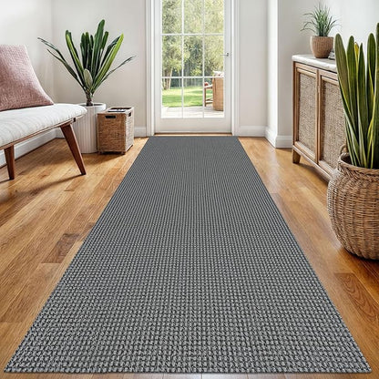 EARTHALL Woven Runner Rug 3x8 Ft Washable Runners for Hallways Wide Non Slip Rubber Backed Kitchen Runner Braided Indoor Floor Carpet for Entryway, Hallway, Kitchen, Bedroom, Dark Gray