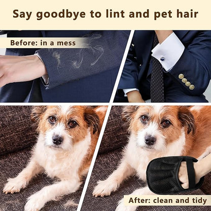 Pet Hair Removal Glove, Reusable Washable Pet Hair Remover for Cats Dogs, Electrostatic Cat Grooming Gloves for Pet Hair, Efficient Dog Hair Remover for Couch,Furniture,Clothes (Black)