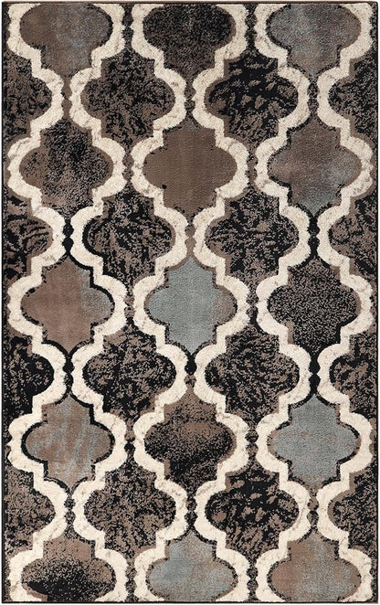 Superior Indoor Large Area Rug, Jute Backed, Perfect for Living/Dining Room, Bedroom, Office, Kitchen, Entryway, Modern Geometric Trellis Floor Decor, Viking Collection, 8' x 10', Chocolate