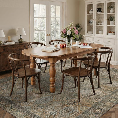GENIMO 6x9 Area Rugs for Living Room, Machine Washable Non Slip Vintage Rugs, Low Pile Lightweight Chenille Print Rug for Bedroom, Dining Room, Home Office, Warm Taupe