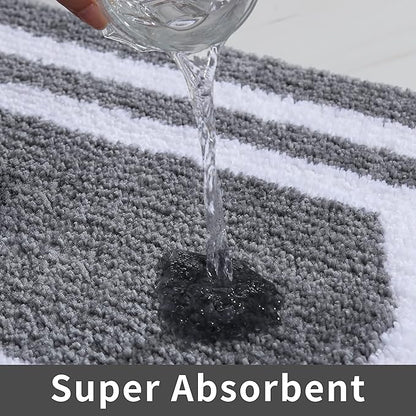 COSY HOMEER Extra Thick Bath Linen Sets Rugs - Anti-Slip Bath Mats Soft Plush 100% Strong Polyester Living Room Bathroom Water Absorbent(Grey,20x32 - Inches)