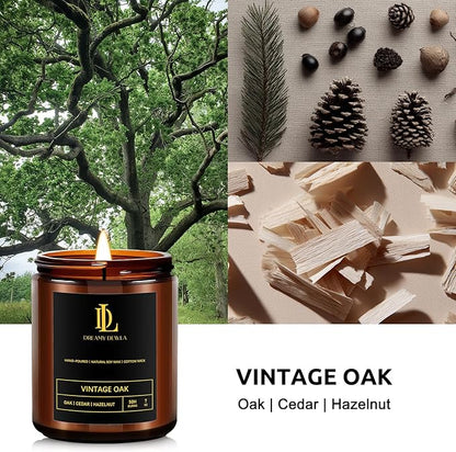 Scented Candles for Men, Vintage Oak Candle for Home, Soy Wax Candles Gift for Birthday Father's Day Thanksgiving Day Anniversary