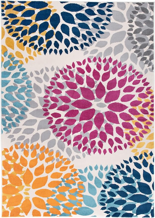 Rugshop Modern Floral Circles Design for Living Room,Bedroom,Home Office,Kitchen Non Shedding Area Rug 10' x 14' Multi