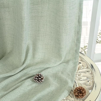 YoungsTex Sage Green Curtains 63 Inch Length 2 Panels for Living Room - Rustic Linen Drapes with Bronze Grommet Light Filtering for Bedroom Office Spring Decorative Country, 52 X 63 Inch
