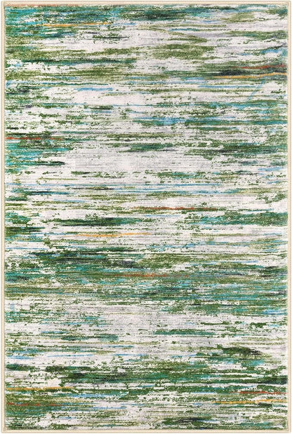 5x7 Modern Abstract Area Rug for Bedroom, Green Grey Multi Large Green Grey Multi Super Soft Washable Rug, Non-Slip Non-Shedding Rugs for Living Room, Indoor Door Mat for Nursery Home Décor