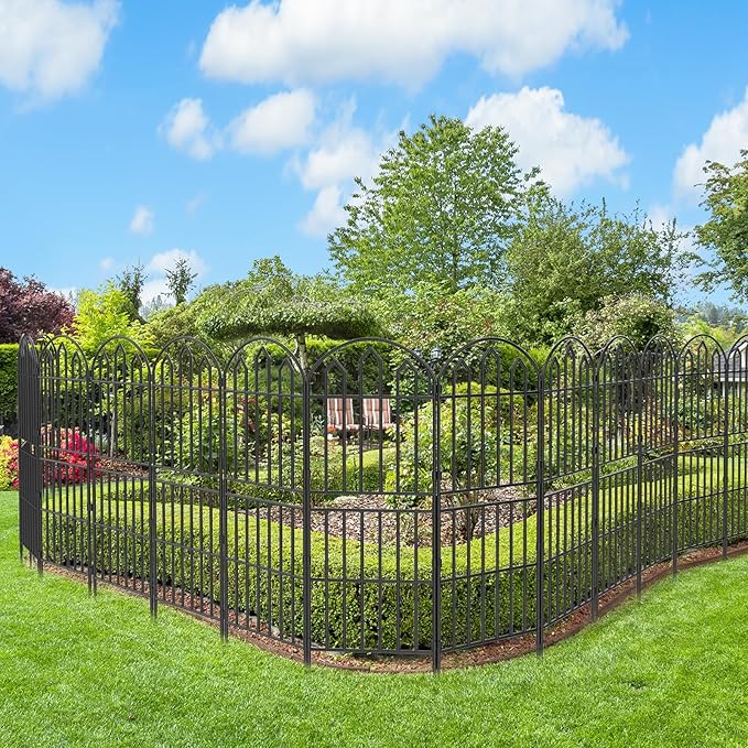 CADUKE Decorative Garden Fence and Fencing 10 Pack, 39in(H) x 10.5ft(L) Rustproof Wire Fence Panels for Dogs, Animal Barrier Fence Flower Edging for Yard, Patio, Outdoor, Arched