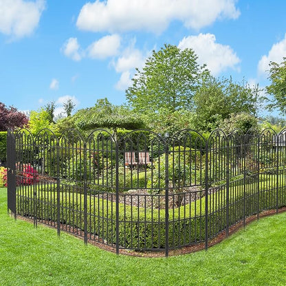 CADUKE Decorative Garden Fence and Fencing 10 Pack, 39in(H) x 10.5ft(L) Rustproof Wire Fence Panels for Dogs, Animal Barrier Fence Flower Edging for Yard, Patio, Outdoor, Arched