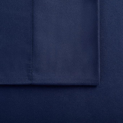 Serta Simply Clean Super Soft Hypoallergenic Stain Resistant Deep Pocket 4 Pieces Solid Bed Sheet Set, Full, Navy