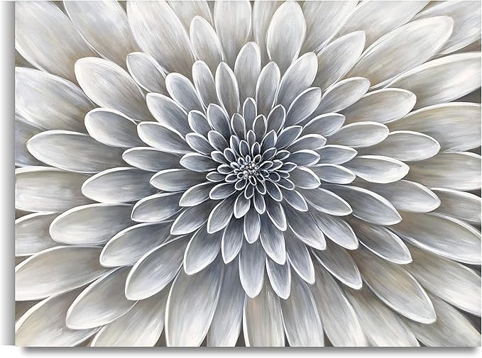 Yihui Arts White Flower Canvas Wall Art Painting, Floral Canvas Pictures Aesthetic Botanical Artwork for Bedroom Living Room Bathroom Decor