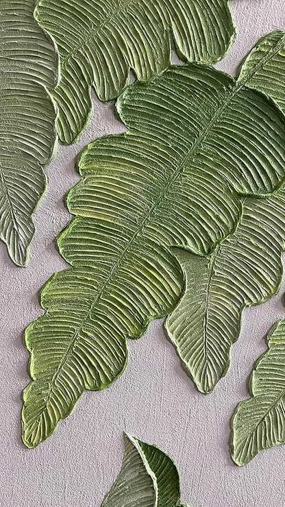 YaSheng Art- Modern minimalist 3D textured wall art Oil Paintings on Canvas Green plant paintings handmade Contemporary Abstract canvas wall art for bedroom Home Wall Deco Oil Painting 24X48 inch