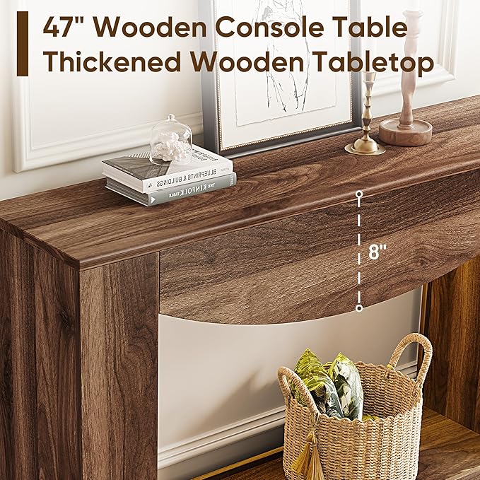 Console Table, 47 Inches Wooden Rectangular Sofa Table Behind The Couch, Entryway Table Behind Couch, Wooden Accent Entryway Table for Living Room, Hallway