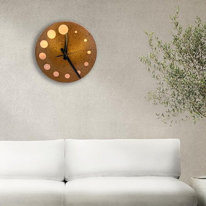 Handmade Pure Copper Wall Clock for Home Decoration, Decor Clock for Living Room, Bedroom and Kitchen, Rustic Decorative Mural Clock Art for Farmhouse (Circles of Time, 11)