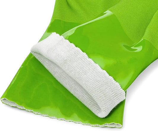 Kitchen-Star Ultimate Rubber Household PVC Gloves with Comfortable Cotton Lining, Anti-Slip surface, Kitchen Dishwashing, Extra Thickness, Kitchen Cleaning, Working, Painting, Pet Care (Medium, Green)