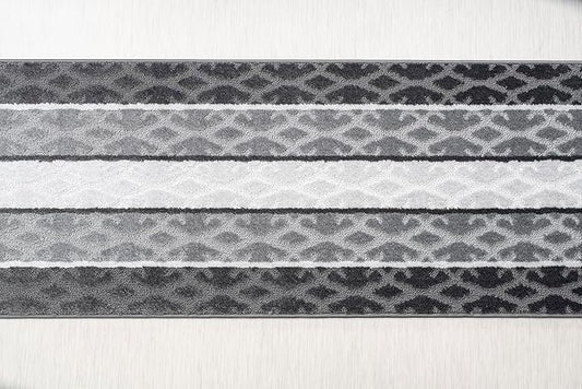 Custom Size Hallway Runner Rug, Slip Resistant, 26 Inch Wide x Your Choice of Length Size, Damask Anthracite, 26 Inch X 4 Feet, Sold and Priced Per Foot