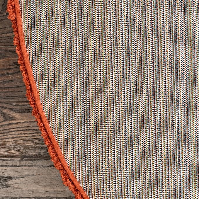 Unique Loom Solid Shag Collection Area Rug (5' 3" Round, Terracotta)