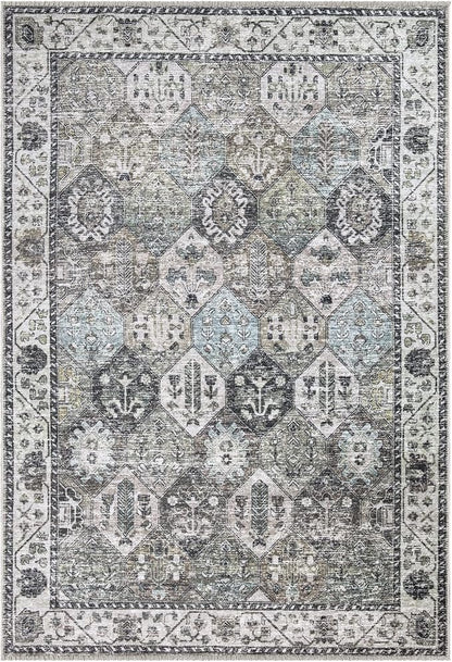 Bloom Rugs Caria Washable Non-Slip 6x9 Rug - Beige/Olive Traditional Area Rug for Living Room, Bedroom, Dining Room, and Kitchen - Exact Size: 6' x 9'