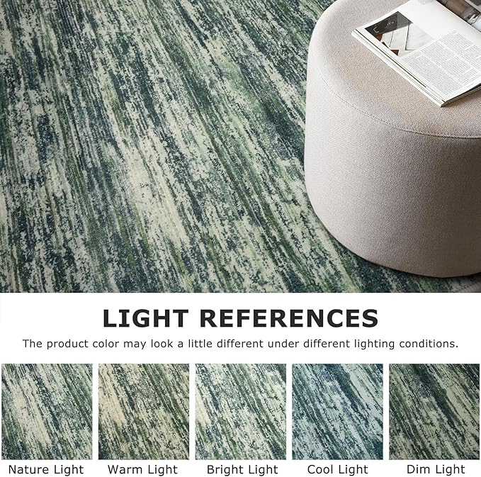 2x6 Modern Abstract Runner Rug for Hallways, Dark Green Super Soft Hallway Decor Kitchen Rugs with Non-Slip, Non-Shedding Washable Rug for Entryway Bedroom Indoor