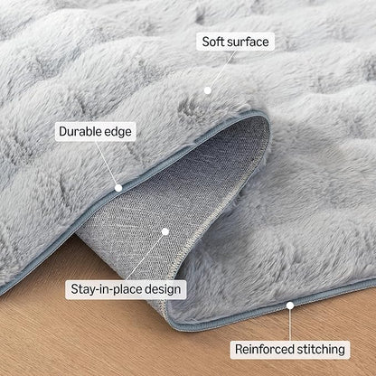 Amazon Basics Indoor Area Rug, 3D Bubble Washable Home Decor Carpet for Living Room, Bedroom, 8' W × 10' L, Grey