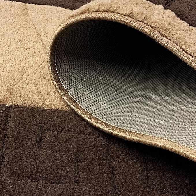 Washable Custom Size Runner Rug Meander Design Beige Brown, (2 Feet Length x 26 Inch Width) Custom Cut Slip Resistant Rubber Backing Runner Rugs, Extra Long Runner Rugs for Hallways