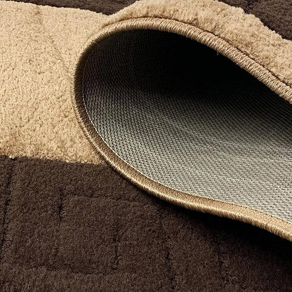 Washable Custom Size Runner Rug Meander Design Beige Brown, (2 Feet Length x 26 Inch Width) Custom Cut Slip Resistant Rubber Backing Runner Rugs, Extra Long Runner Rugs for Hallways