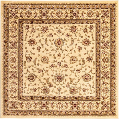 Rugs.com Aditi Collection Rug – 7' 10 Square Cream Low Rug Perfect for Living Rooms, Kitchens, Entryways