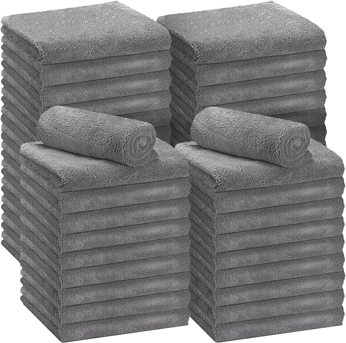 Shimeyao 30 Pcs 16 x 16 Inch Edgeless Microfiber Plush Towels for Cars Detailing Drying Wash Polishing Absorbent Cleaning Cloths, 500 GSM(16 x 16 Inch, Gray, 30 Pcs)