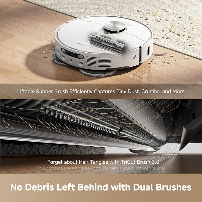 DREAME L40s Ultra AE Robot Vacuum and Mop, 19,000Pa Suction, Diverse Brush Selection, Flexible Mop & 167℉ Self Cleaning Washboard, All-in-One Station, Tangle-Free, Auto Refill, Voice Control