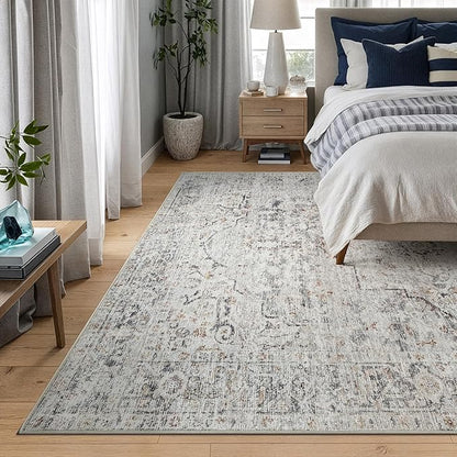 Bloom Rugs Washable Non-Slip 10x14 Rug - Ivory/Gray/Caramel Traditional Oriental Area Rug for Living Room, Bedroom, Dining Room, and Kitchen - Exact Size: 10' x 14'