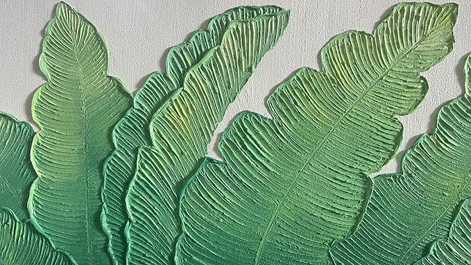 YaSheng Art - Thick Texture Modern minimalist 3D textured wall art Oil Paintings on Canvas Green plant paintings handmade Abstract artwork painting canvas wall art for bedroom Home Wall Art Deco Oil Painting Long size 24X60 Inch