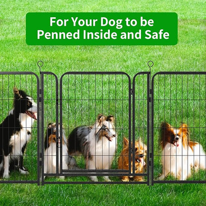 Dog Playpen Outdoor Extra Wide 12 Piece Panels Heavy Duty Dog Fence 32" Height Anti-Rust with Doors Portable for RV Camping Yard, Total 32FT, 79 Sq.ft, Snowy Black