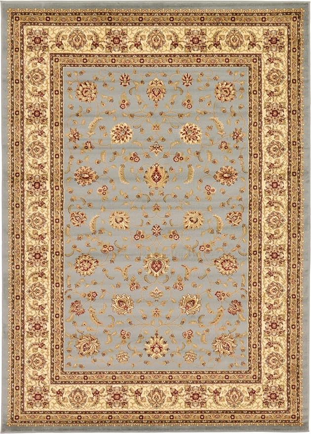 Rugs.com Aditi Collection Rug – 7' 10 x 11' Light Blue Low Rug Perfect for Living Rooms, Large Dining Rooms, Open Floorplans