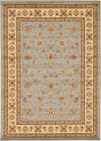 Rugs.com Aditi Collection Rug – 7' 10 x 11' Light Blue Low Rug Perfect for Living Rooms, Large Dining Rooms, Open Floorplans
