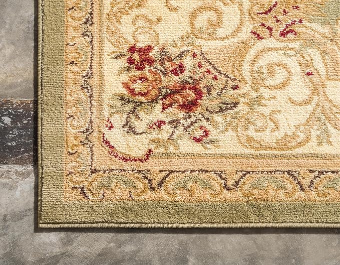 Rugs.com Chateau Collection Rug - 8 Ft Runner Green Medium Pile Rug