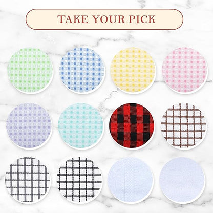 Vintage Vista 100% Cotton Dish Cloths (Pack of 6) - Dish Rags for Washing Dishes - Reusable & Highly Absorbent Kitchen Towels - Kitchen Rags for Christmas - (12" x 12" - Slate Grey Checkered)