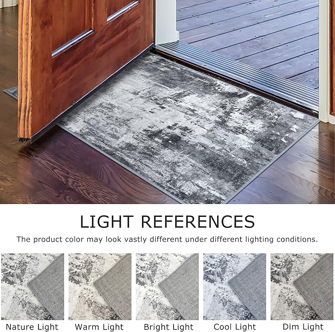 KOZYFLY 2x3 Rug Non-Slip Small Area Rug Abstract Machine Washable Indoor Front Door Mat Modern Rug for Entryway, Throw Rug with Low Pile Small Carpet for Bedroom, Living Room, Bathroom