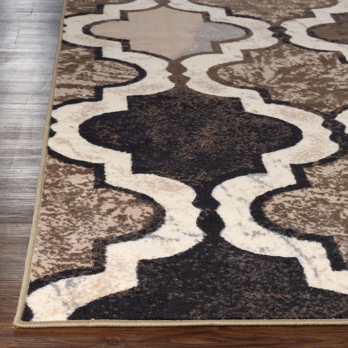 Superior Indoor Large Area Rug, Sturdy Foam Backed, Perfect for Living/Dining Room, Bedroom, Office, Kitchen, Entryway, Modern Geometric Trellis Floor Decor, Viking Collection, 10' x 14', Ivory