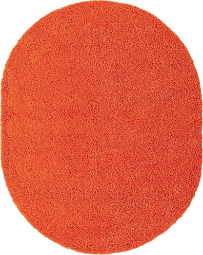 Unique Loom Solid Shag Collection Area Rug (8' x 10' Oval, Tiger Orange)