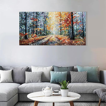 Art Hand Painted Forest Landscape Oil Painting Modern Abstract Art Home Wall Deco Art 24x48 inches