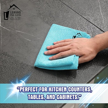 3-Pack PVA Microfiber Cleaning Cloth – 12"x12" Ultra Absorbent, Quick Dry, Streak-Free, Kitchen, Glass, Home & Office