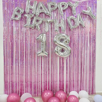 BRAVESHINE Pink Streamers Tinsel Foil Fringe Curtains - 2Pcs 3.2x8.2ft Metallic Party Backdrop for Christmas/New Year/Snowflake/Girl/Princess/Birthday/Bridal Shower/Bachelorette/Engagement Decorations