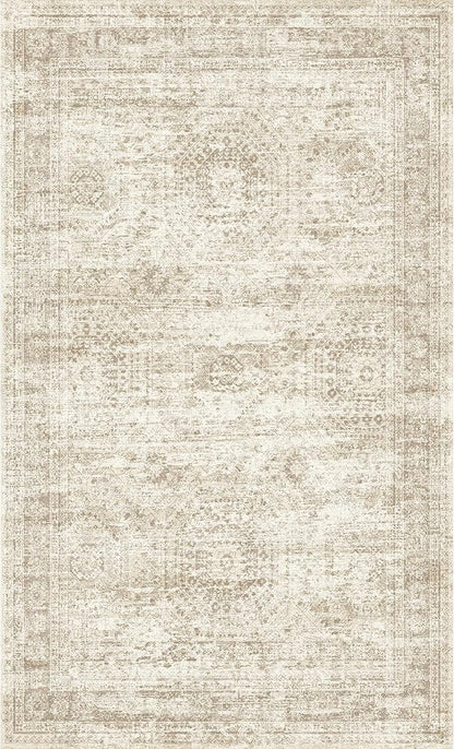 2x3 Washable Rug Runner for Bathroom, Soft Entryway Rug for Laundry Room, Kitchen, Vintage Abstract Hallway Runner for Bedroom, Anti-Slip Door Mat Indoor Entrance(2'x3', Beige/Ivory)