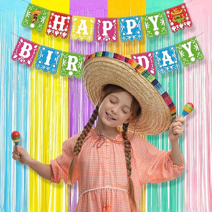 BRAVESHINE Tinsel Foil Fringe Curtains - 2Pcs 3.2x8.2ft Pastel Colourful Photo Backdrop for Christmas New Years Princess Birthdays Easter Bunny Bridal Shower Fairy Candy Donuts Party Decorations