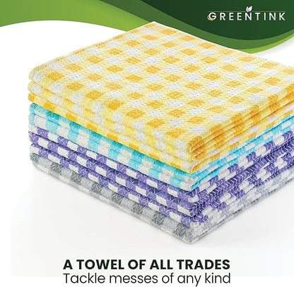 Eco-Friendly Reusable Dish Cloth Set – 10-Pk Multipurpose Kitchen Cleaning Cloth Made from Recycled Materials – Absorbent Dish Towels & Non-Scratch Cleaning Rags, 12x12 in.