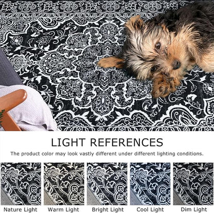 KUTA Runners for Hallways 2x6 Black, Vintage Floral Kitchen Rugs Non-Slip Washable Runner Soft Printed Retro Distressed Flower Entryway Carpet for Bedroom Laundry Nursery
