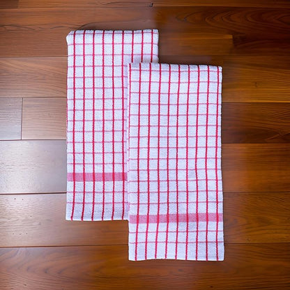 AMOUR INFINI Kitchen Towels Set of 4 - Highly Absorbent, Super Soft Terry Cotton 20x28 Inch Dish Towels with Hanging Loop - Hand & Tea Towels for Cleaning & Drying Dishes (Pink)