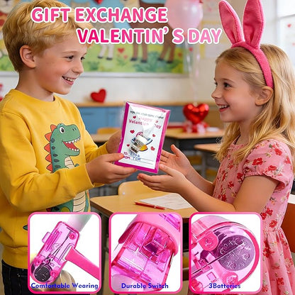 24 Pack Valentine's Day Space Gifts for Kids, Valentines Cards with LED Finger Lights Glow in the Dark, Classroom Exchange Prize, Goodie Bag Stuffers, Valentine Party Favors for Boys Girls